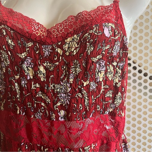 Free People Intimately Last Night Smocked Slip Dress Size Medium in Cherry NWOT - Picture 3 of 16